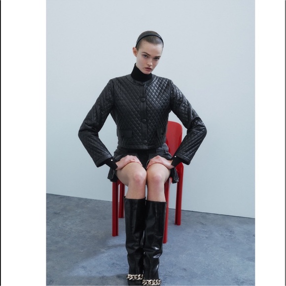 🆕 Quilted Vegan Leather Jacket - Picture 2 of 6